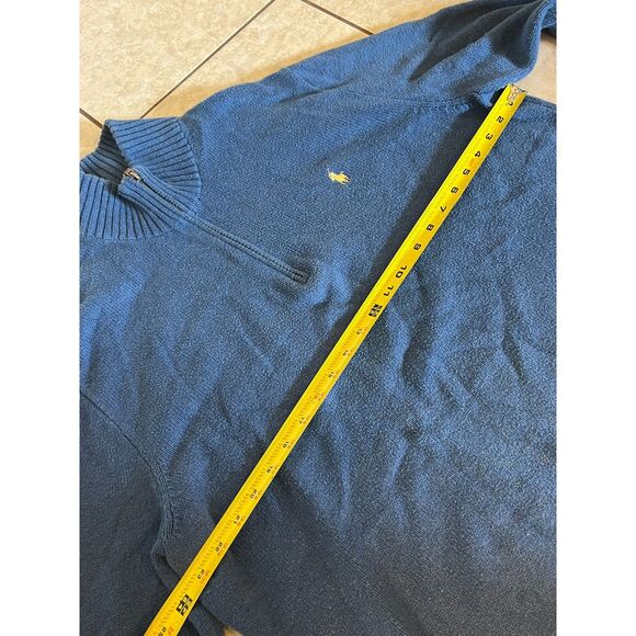 Polo Ralph Lauren Blue 1/4 zip pullover sweater mens XL 100% cotton knit - Picture 8 of 9